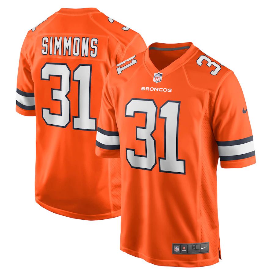 Men Denver Broncos 31 Justin Simmons Nike Orange Alternate Game NFL Jersey